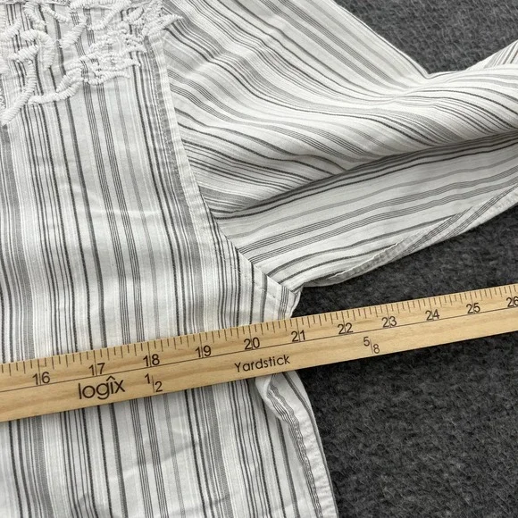 Roar Striped Button Down Shirt Mens L White Embroidered LS Grunge Gothic *FLAWS - Picture 12 of 15